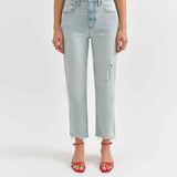 Daze - Straight Leg Jean - Light Denim, ankle length, slightly frayed bottom, Women's Jeans Collection