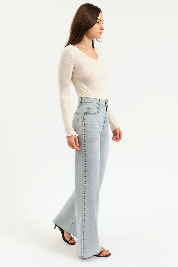 Daze - Studded Wide Leg - light denim, womens jean collection