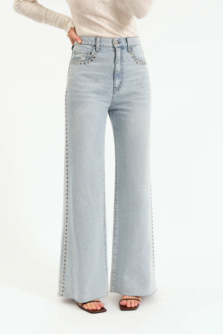 Daze - Studded Wide Leg - light denim, womens jean collection