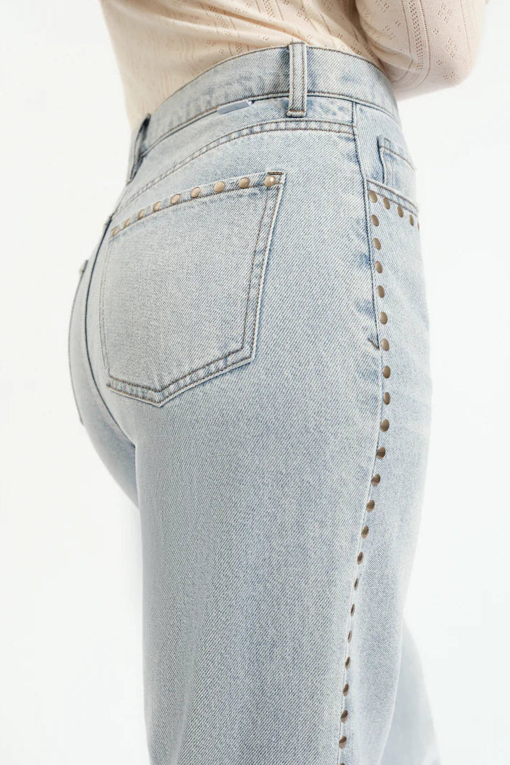 Daze - Studded Wide Leg - light denim, womens jean collection