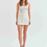 Daze - Malibu Mini Skirt - Ivory - Women's Denim Skirt Collection