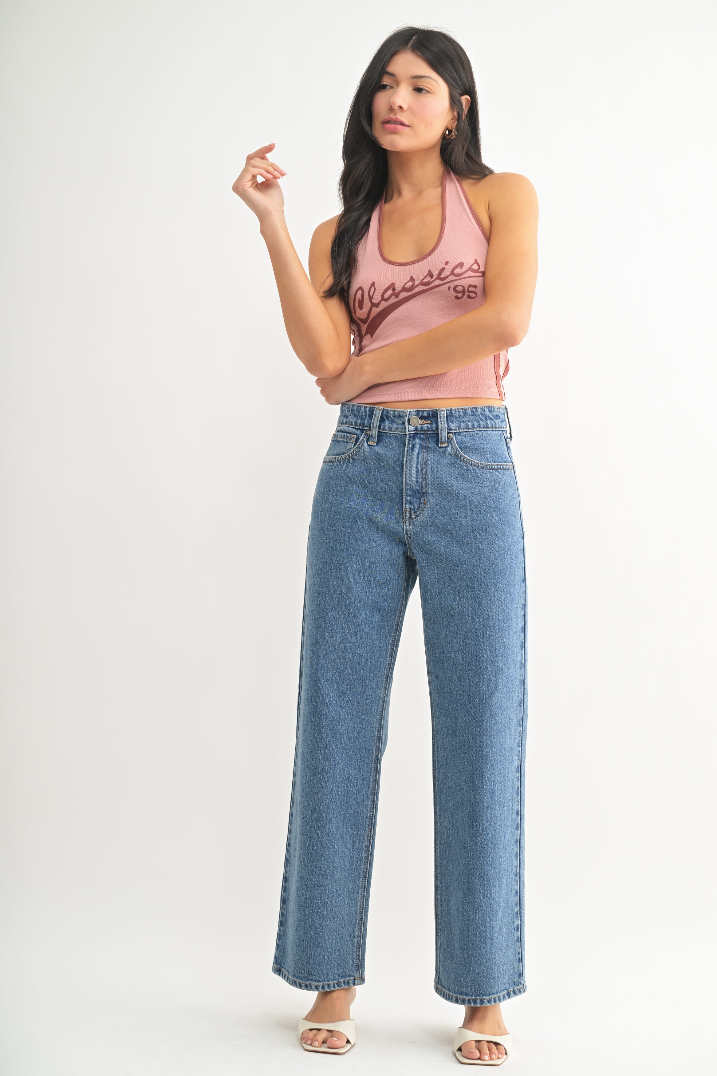 Just Black - HR Full Length Retro Straight - Medium Denim, Women's Jean Collection
