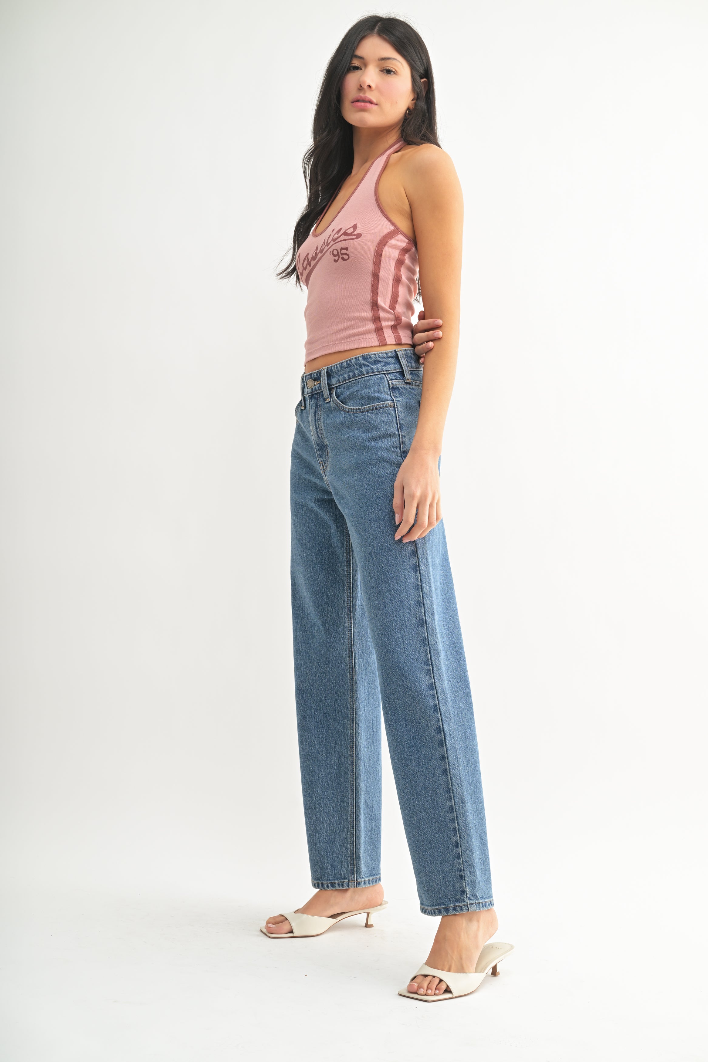 Just Black - HR Full Length Retro Straight - Medium Denim, Women's Jean Collection