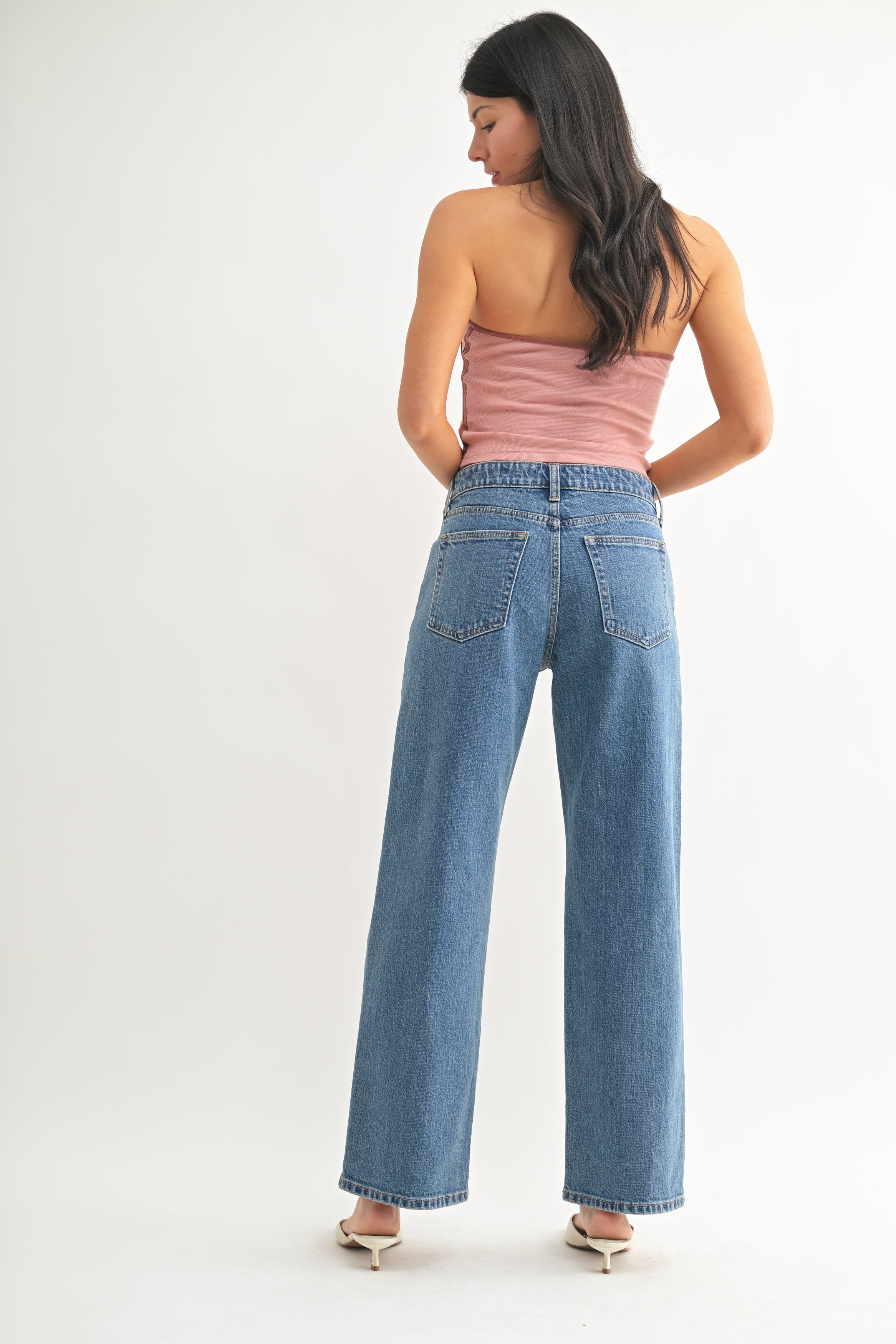 Just Black - HR Full Length Retro Straight - Medium Denim, Women's Jean Collection