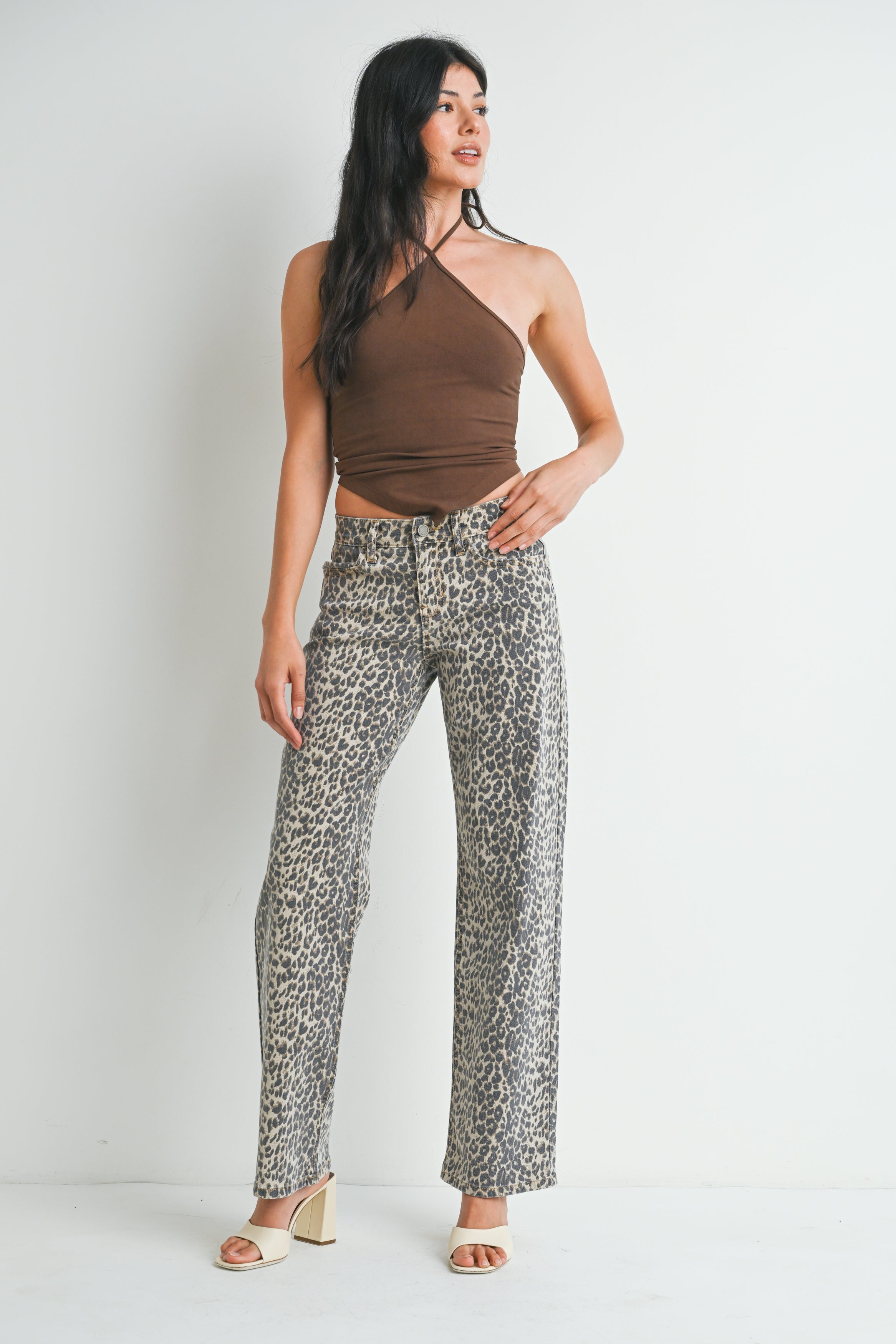 Just Black - Low Rise Relaxed Straight Leg - Leopard, Women's Denim Collection
