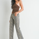 Just Black - Low Rise Relaxed Straight Leg - Leopard, Women's Denim Collection