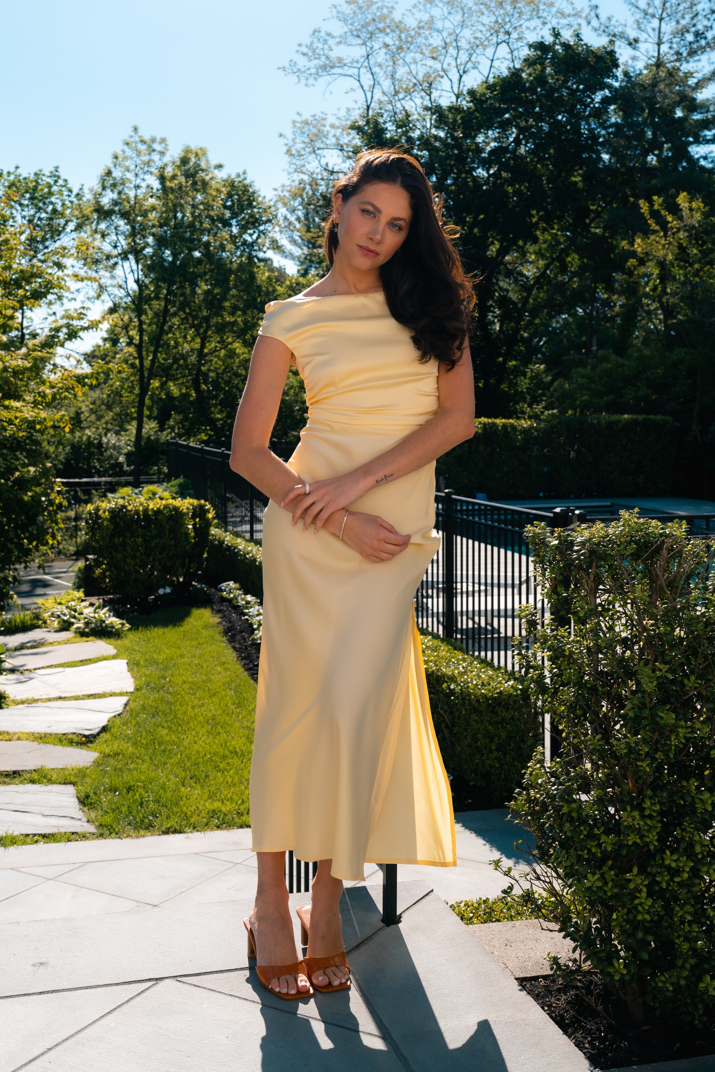 off the shoulder spring dresses Satin Off The Shoulder Dress – Ruby and Jenna