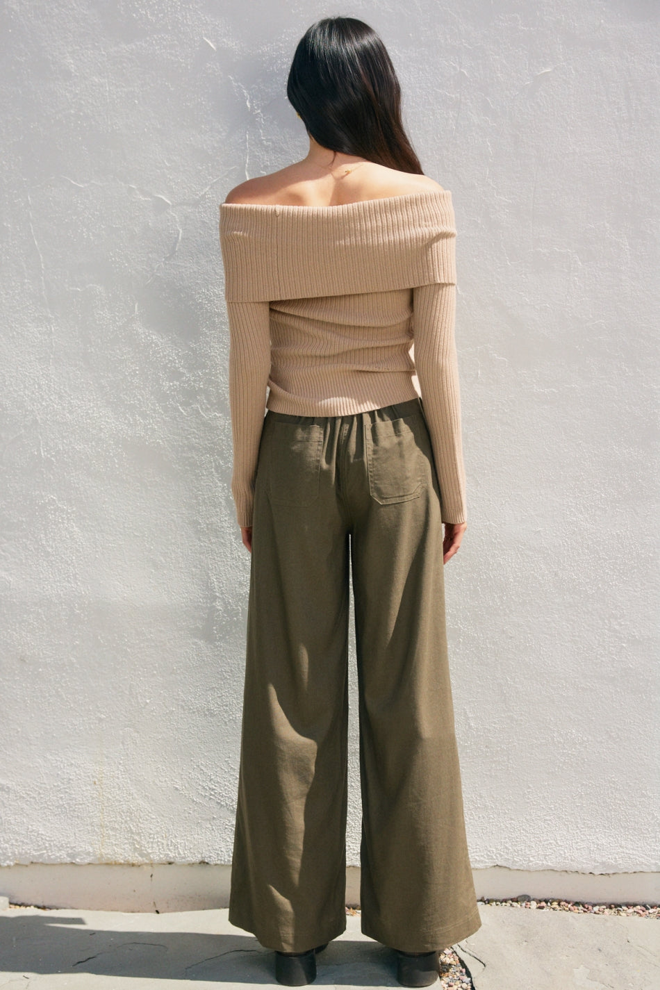 Straight Leg Pant Ribbon Tie - Green, Women's Pants Collection