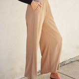 Extra Wide Elastic Waist Pant - Taupe, Women's Pants Collection