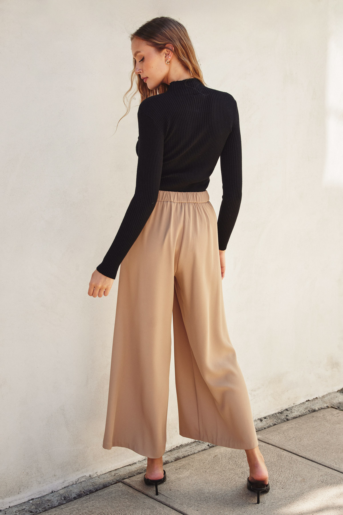 Extra Wide Elastic Waist Pant - Taupe, Women's Pants Collection