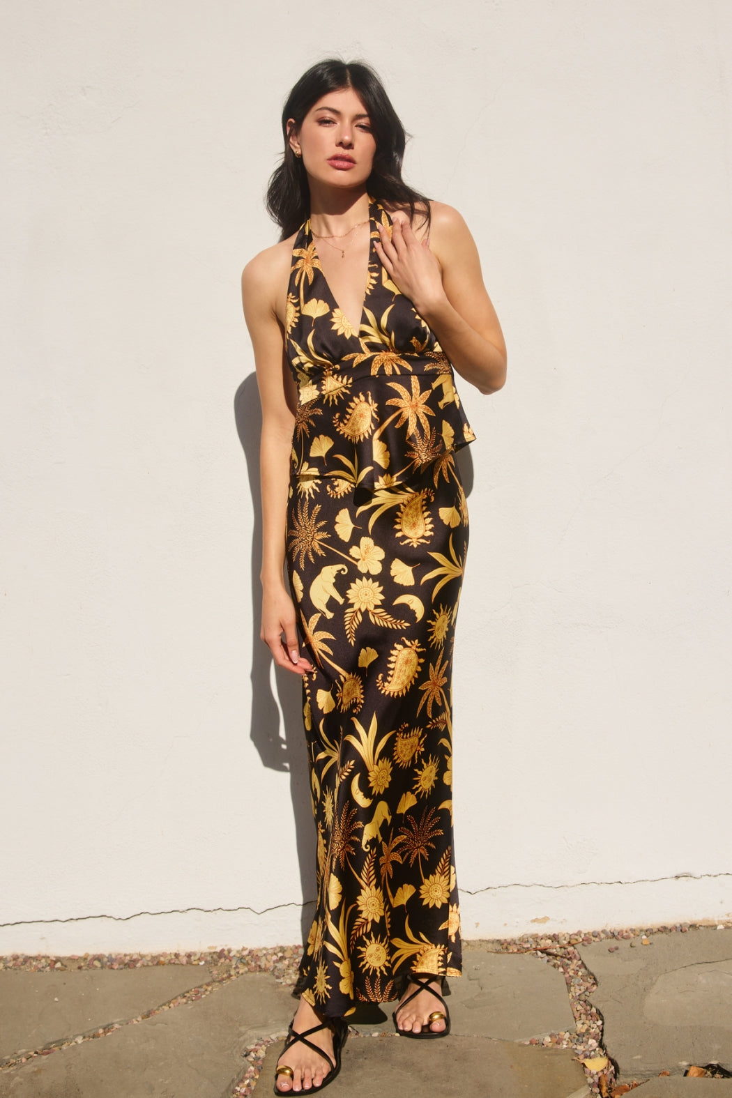 Pattern Satin Skirt - Golden Glow, Women's Skirts Collection