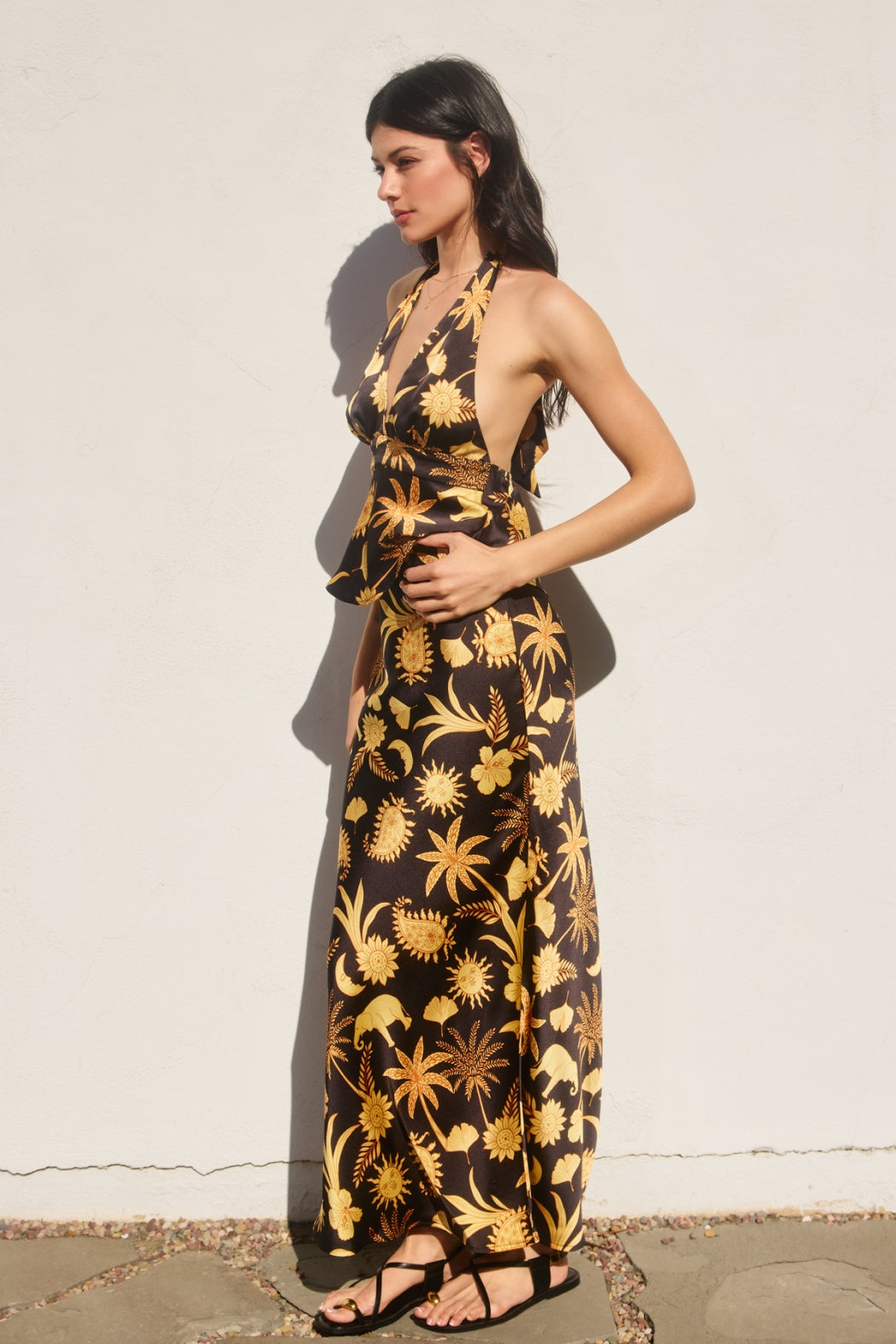 Pattern Satin Skirt - Golden Glow, Women's Skirts Collection