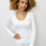 Rib Long Sleeve Scoop Neck