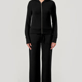 Brushed Fleece Zip Up Sweatshirt - black, womens sweatshirt/matching set collection