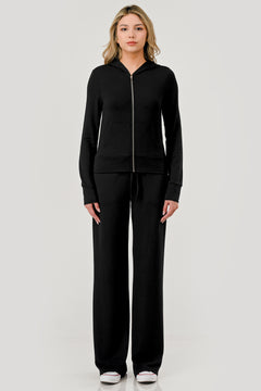 Brushed Fleece Zip Up Sweatshirt - black, womens sweatshirt/matching set collection