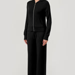 Brushed Fleece Zip Up Sweatshirt - black, womens sweatshirt/matching set collection