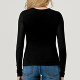 Double Layered Baby Hacci Long Sleeve - black, women's top collection