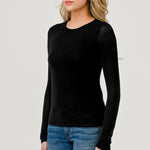 Double Layered Baby Hacci Long Sleeve - black, women's top collection