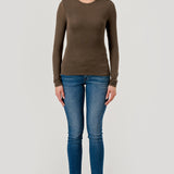 Double Layered Baby Hacci Long Sleeve - brown, women's top collection