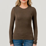 Double Layered Baby Hacci Long Sleeve - brown, women's top collection