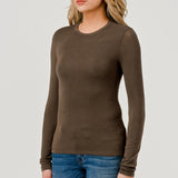 Double Layered Baby Hacci Long Sleeve - brown, women's top collection