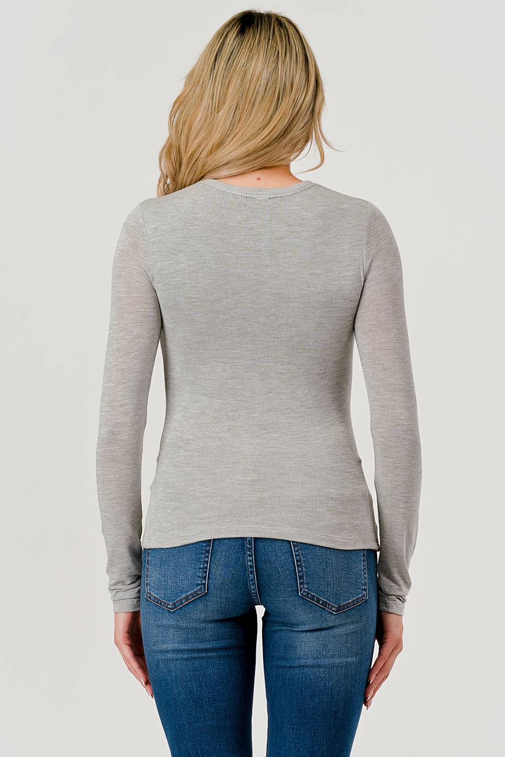 Double Layered Baby Hacci Long Sleeve - grey, women's top collection