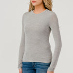 Double Layered Baby Hacci Long Sleeve - grey, women's top collection