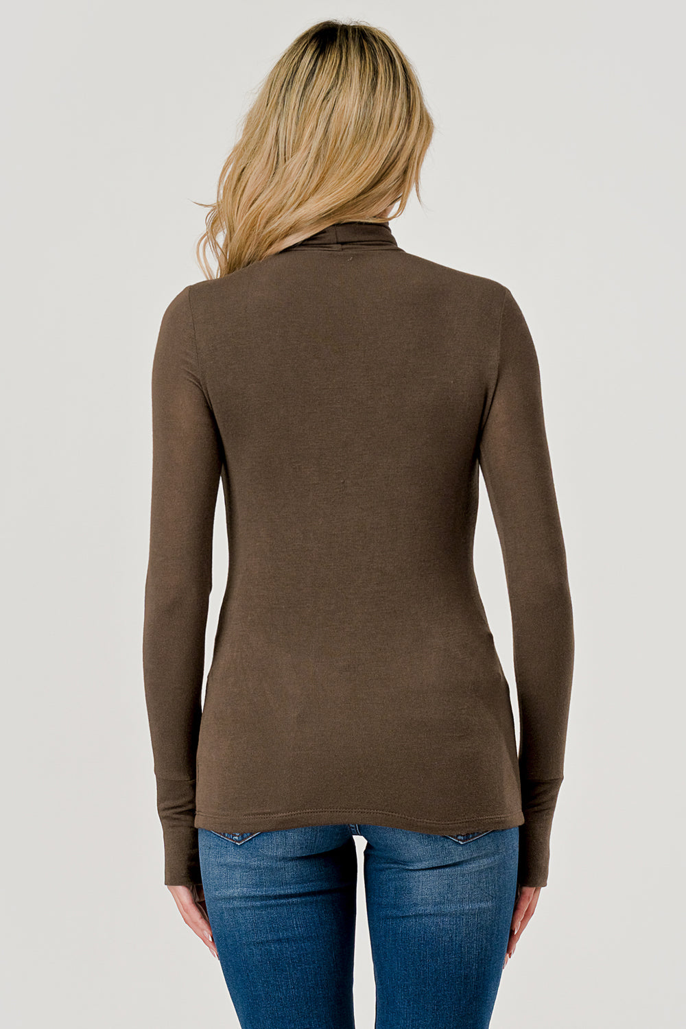 Double Layered Baby Hacci Turtleneck - brown, womens top collection