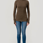 Double Layered Baby Hacci Turtleneck - brown, womens top collection
