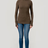 Double Layered Baby Hacci Turtleneck - brown, womens top collection