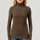 Double Layered Baby Hacci Turtleneck - brown, womens top collection