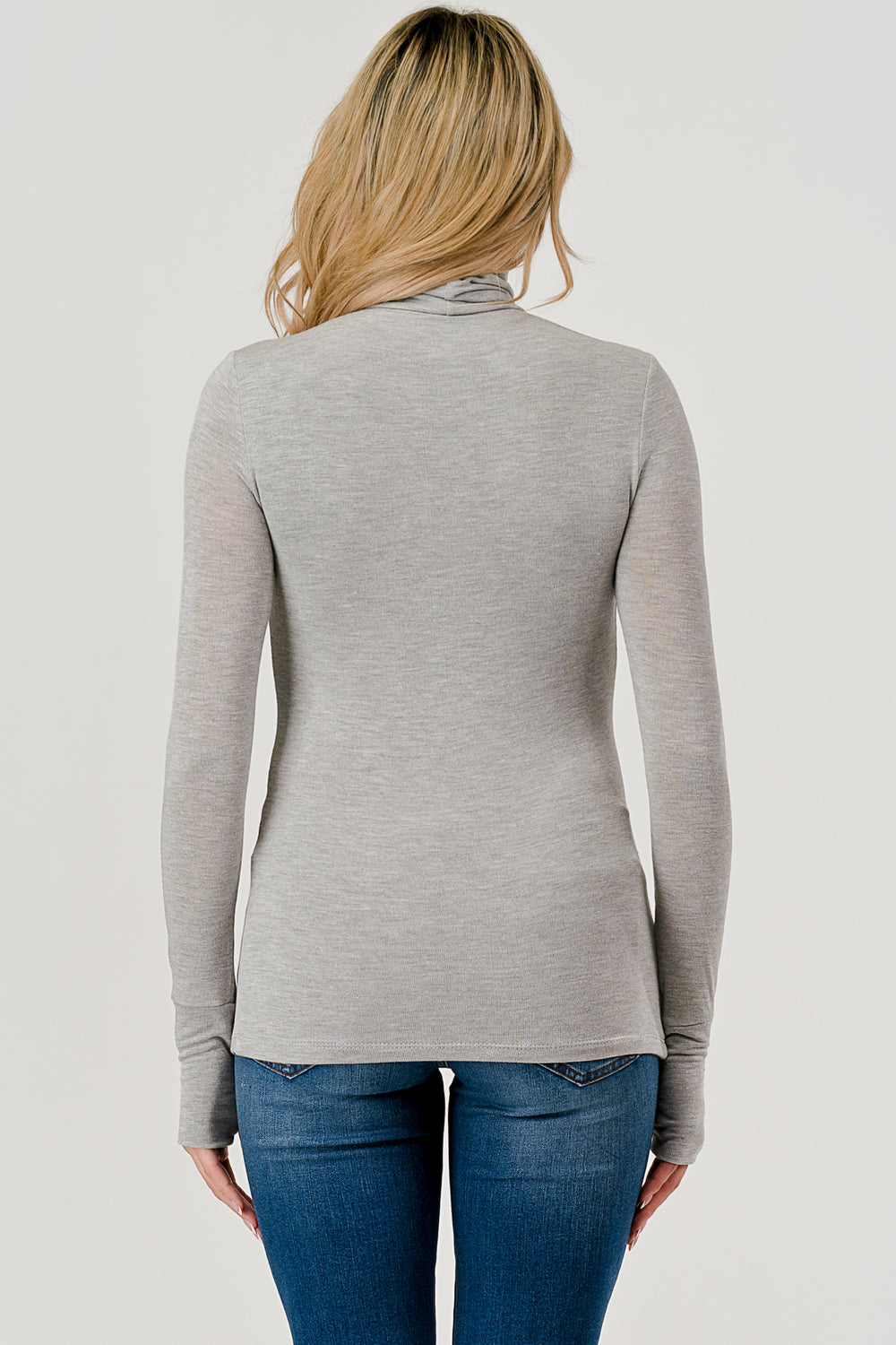 Double Layered Baby Hacci Turtleneck - grey, womens top collection