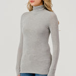 Double Layered Baby Hacci Turtleneck - grey, womens top collection