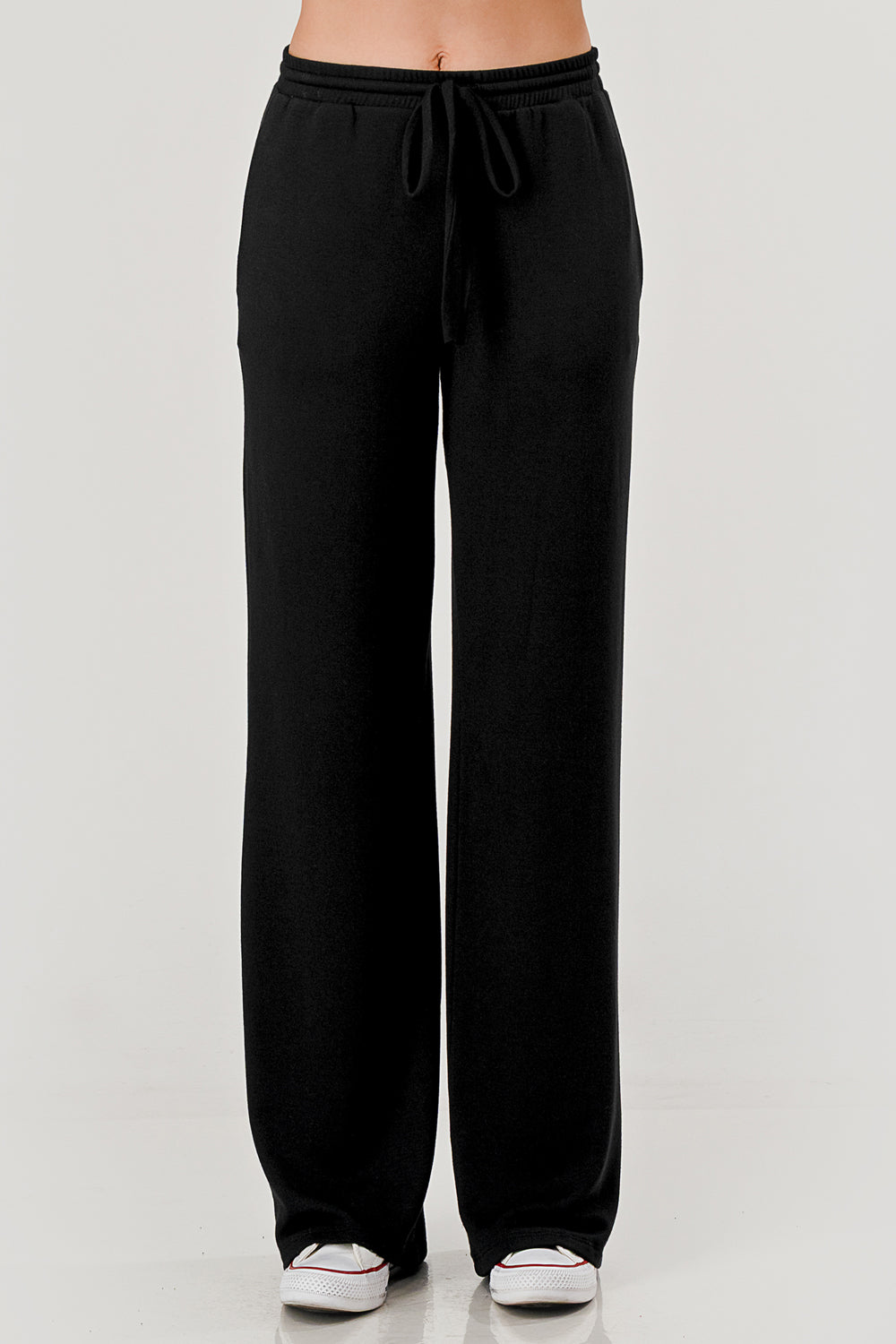 Brushed Fleece Drawstring Pant - black, womens sweatpants/matching set collection