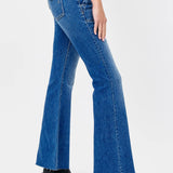 Hidden - Flare Jean With Patch Pockets - medium denim, mid rise, women's jeans collection
