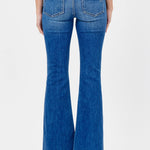 Hidden - Flare Jean With Patch Pockets - medium denim, mid rise, women's jeans collection