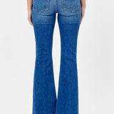 Hidden - Flare Jean With Patch Pockets - medium denim, mid rise, women's jeans collection