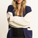 Stripe Ribbed Varsity Cardigan