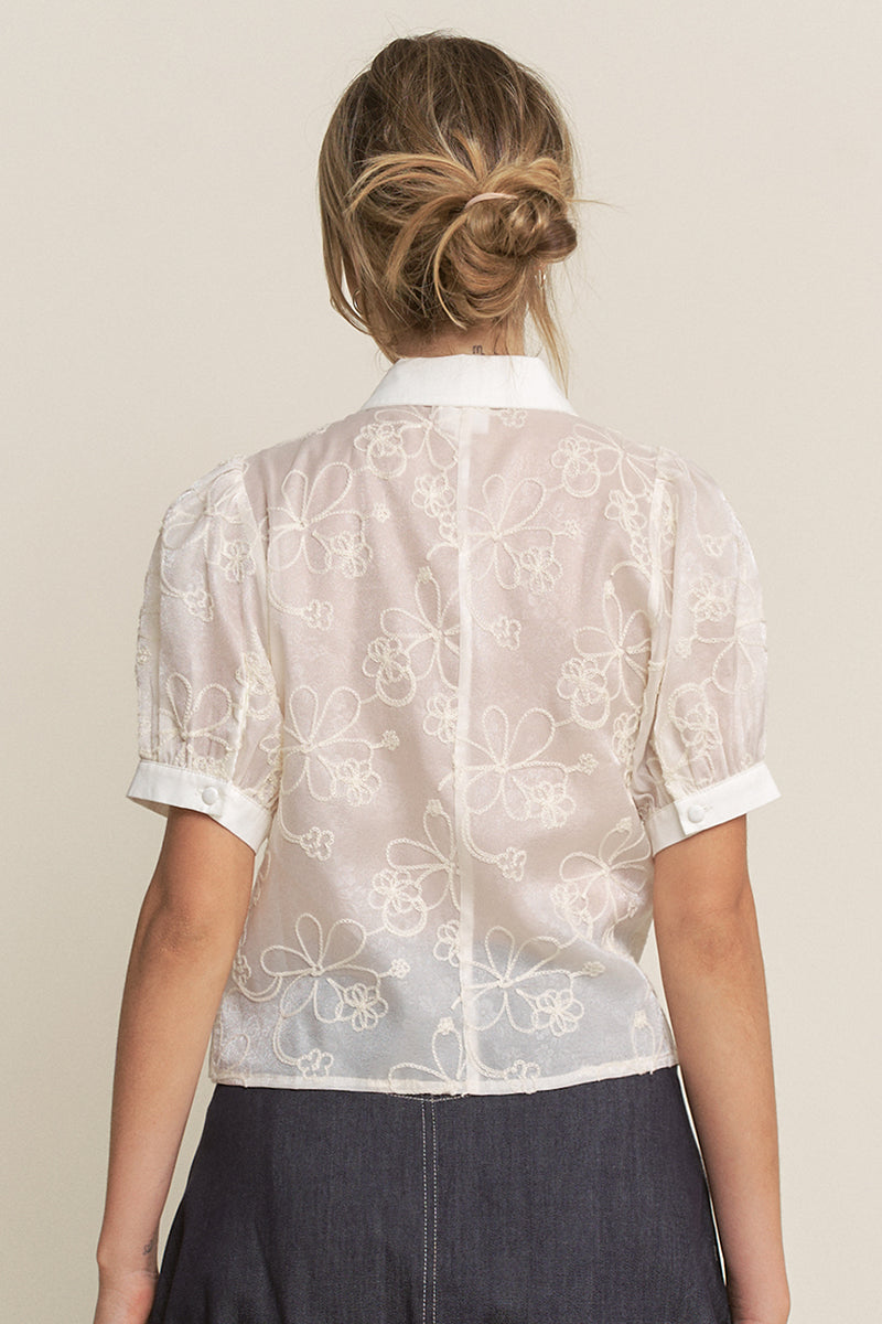 Puff Sleeve Blouse - Cream, Women's Top Collection