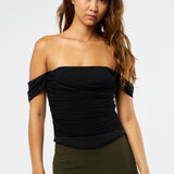 Off Shoulder Corset Top - black, womens top collection