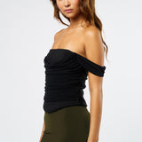 Off Shoulder Corset Top - black, womens top collection