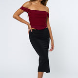 Off Shoulder Corset Top - burgundy, womens top collection
