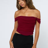 Off Shoulder Corset Top - burgundy, womens top collection