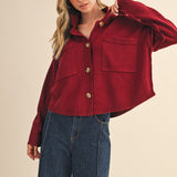High Neck Sweater Cardigan - Burgundy, womens sweater collection