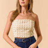 Strapless Trim Lace Top - Oatmeal, Women's Top's Collection