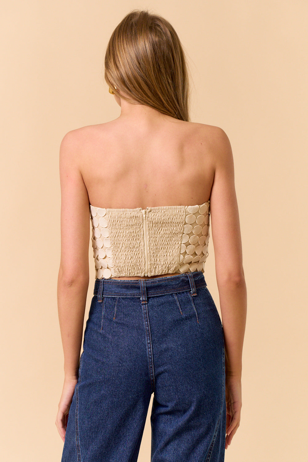 Strapless Trim Lace Top - Oatmeal, Women's Top's Collection