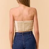Strapless Trim Lace Top - Oatmeal, Women's Top's Collection