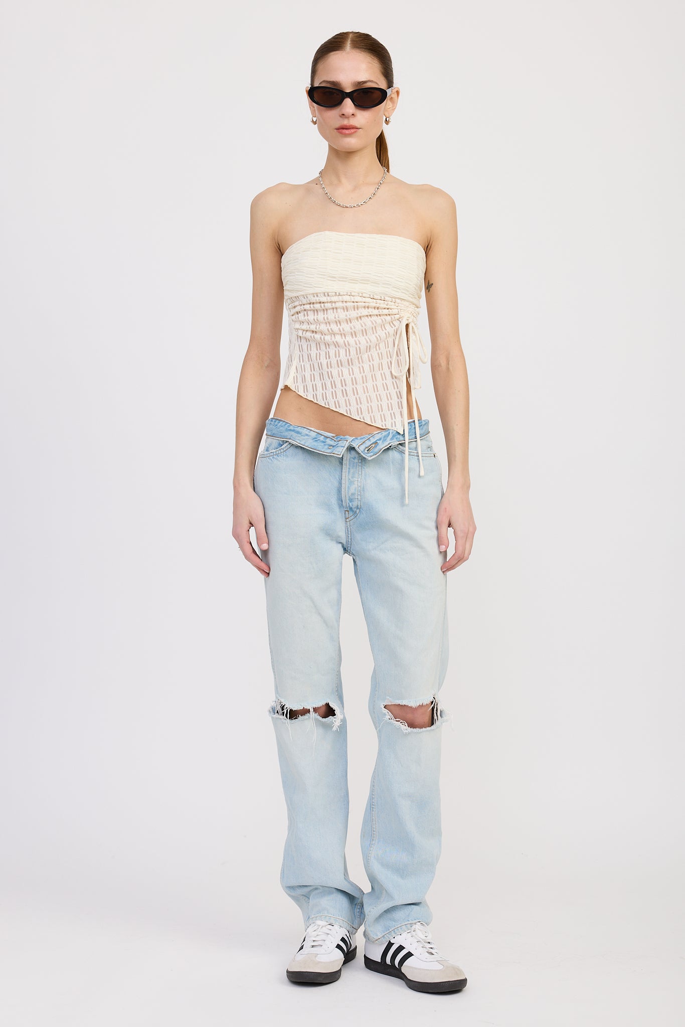 Asymmetrical Tube Top - Ivory, Women's Tops Collection
