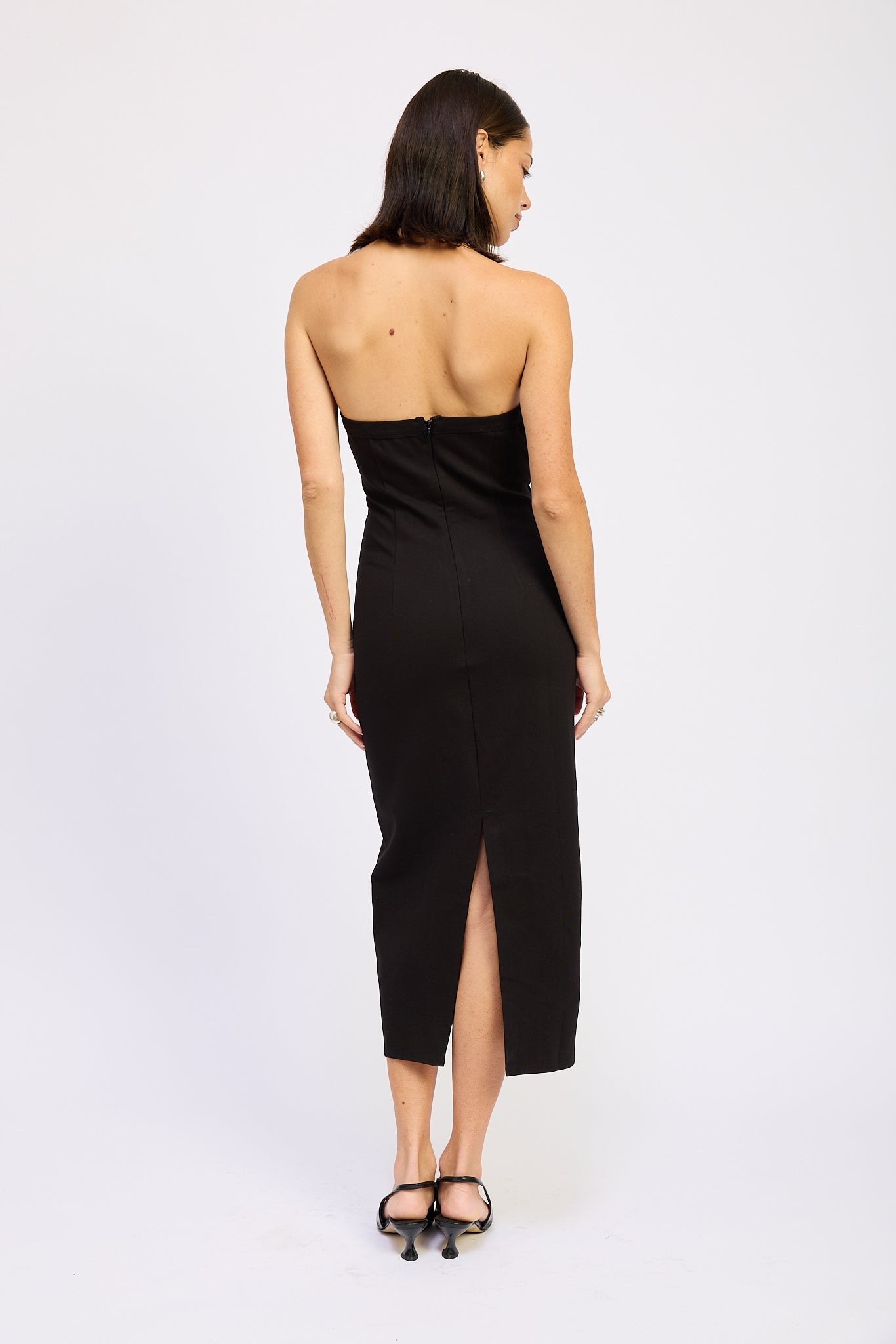 Hardware Halter Mid Dress - black, womens dress collection
