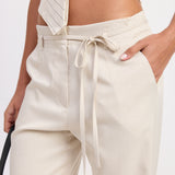 Pant With Shoelace Belt - Ivory, Women's Pants Collection